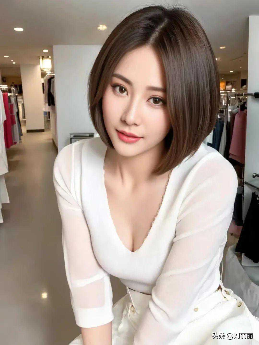 减龄瘦脸发型来了，齐下巴长度就是美，可微扣可卷可直